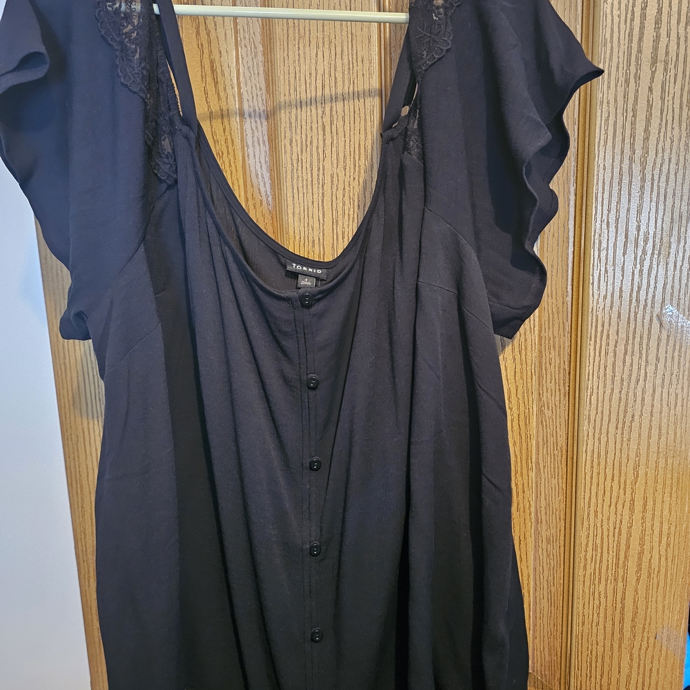 Torrid Black Flutter Sleeve Blouse